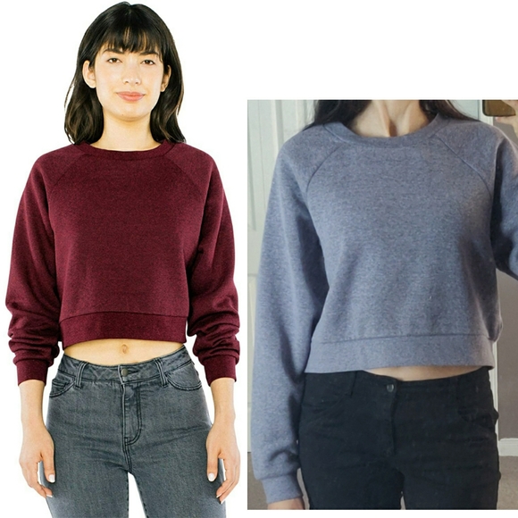 *Purple* Peppered Fleece Cropped Pullover Sweater - Picture 1 of 7